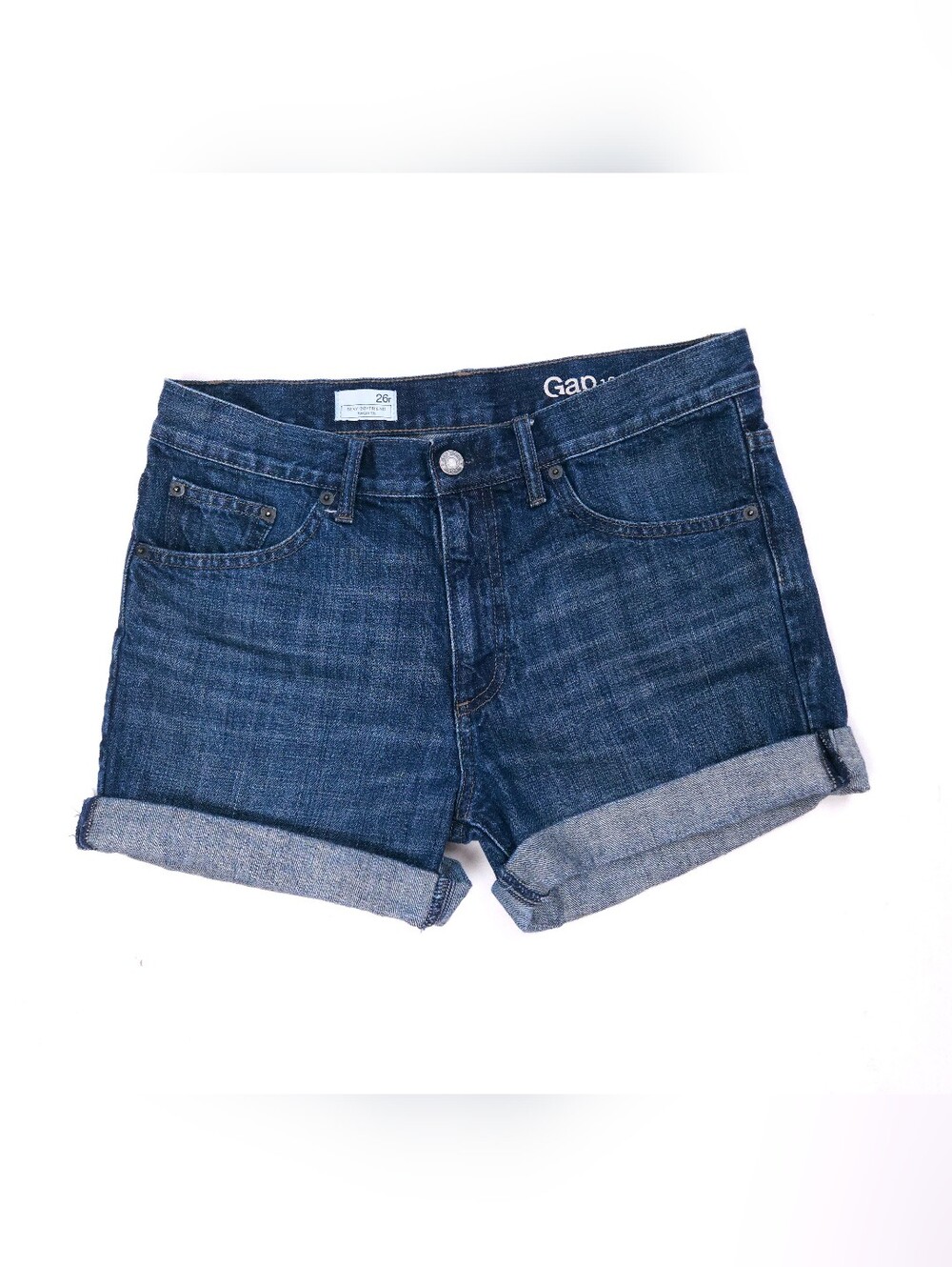 Gap Sexy Boyfriend Jeans Shorts Blue Cuffed Denim Cotton Women's 2/26r